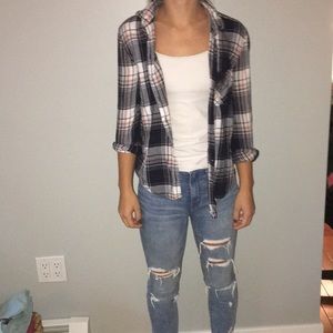 White and blue Flannel